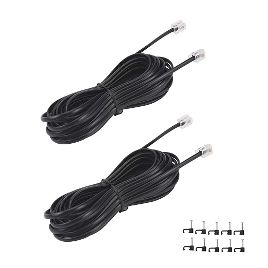 15FT Telephone Extension Cord Cable, Landline Phone Line Wire by YIENFBEV