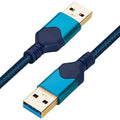 ROFICORD USB 3.0 Male to Male Cable, USB A to USB A High Speed Data Cord Compatible with Hard Disk Drive/Laptop Cooler/Set-top Box/DVD Player/TV/Camera and More (1 FT, Blue)
