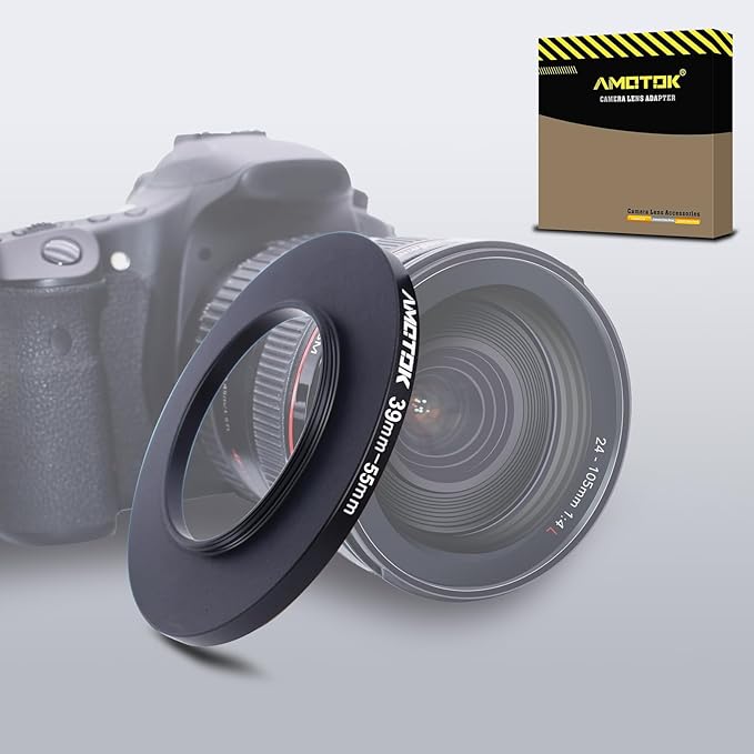 39mm Lens to 55mm Camera Lens Adapter, 39mm to 55mm Filter Step up Ring Adapter by AMOTOK