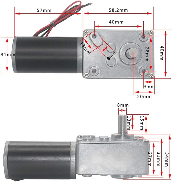 Reversible Gear Motor, 24V 8mm Shaft Gear Motor High Torsion Speed Reduce Electric Motor for Curtain Machine Advertising Equipment Window Opener Smart Device (50RPM)