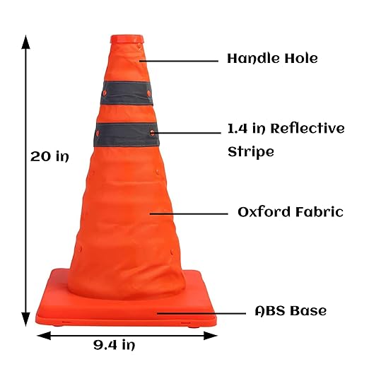 Sunnyglade 4 Pack 20 inch Collapsible Traffic Cones Multi Purpose Pop up Reflective Safety Cone(4)