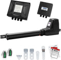 TOPENS AT12131 Single Swing Gate Opener Heavy Duty Automatic Gate Motor for Single Swing Gates Up to 18ft, Electric Driveway Gate Operator AC Powered with Remote Control Kit Solar Compatible