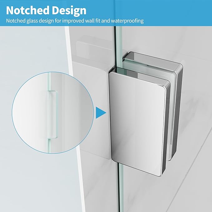 Shower Glass Panel, 36" W x 78.75" H Fixed Shower Screen Panel with 3/8"(10mm) SGCC Clear Tempered Glass, Frameless Walk in Shower Door for Bathroom (Chrome, 36" W x 78.75" H)