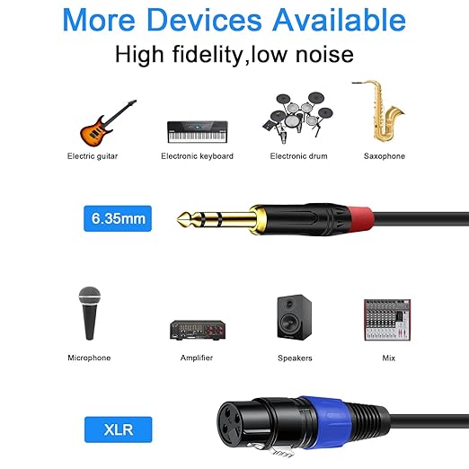 Jozzai 6.35mm Dual TRS to XLR Female Cable for Microphone, Mixer, Amplifier, 1.5 FT, Dual1/4 TRS Male to XLR Audio Cable, Y Splitter Patch Cord, 3-PinXLR to Dual 1/4 Converter Adapter Cable