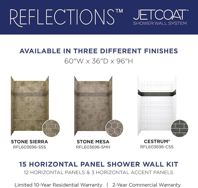 Miseno MSW-603696RFL Readyset 60" X 36" X 96" Fifteen Panel Alcove Shower Wall Kit - Stone Mesa