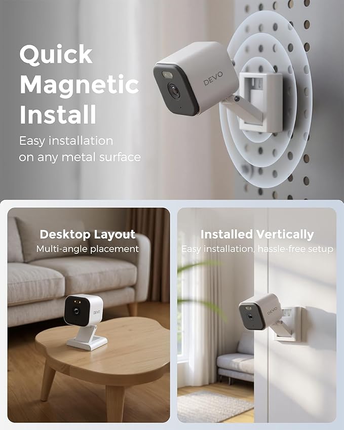 Devo CCAZ10 Security Camera 2K | Indoor|Pet Camera & Baby Monitor | 2-Way Audio, Color Night Vision, Live Stream, Motion Alerts & Notifications White,1 Cam