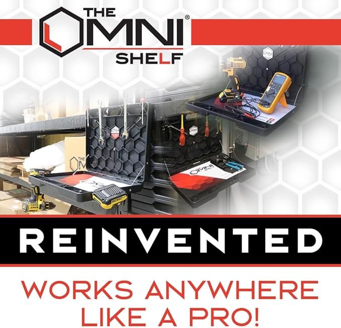 The OmniShelf Portable Workstation, Magnetic Toolbox, Laptop Stand w/ 50 lb Capacity, Hands Free Workstation, Attach to HVAC, Trucks, Walls, Poles etc. (Model # OSO1 - Magnets)