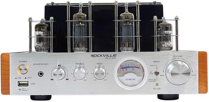 Rockville BluTube WD 70W Tube Amplifier/Home Stereo Receiver, Bluetooth, HDMI, Optical, for Audiophiles and Home Theater Enthusiasts