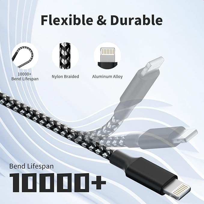 Firsting Multi Charging Cable,(2Pack 4FT) 3 in 1 Charging Cable for Multiple Devices, Nylon Braided Universal Charger Phone Charger Cord with Type-C,Micro USB,IP Port for iPhone16/15 Series/Phone&Pad