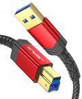 JSAUX USB 3.0 Printer Cable, Type A Male to B 3.0 Male (3.3ft/1M) USB 3.0 Type B Upstream Cord Nylon Braided Compatible with Docking Station, External Hard Drivers, Scanner, Printer and More(Black)