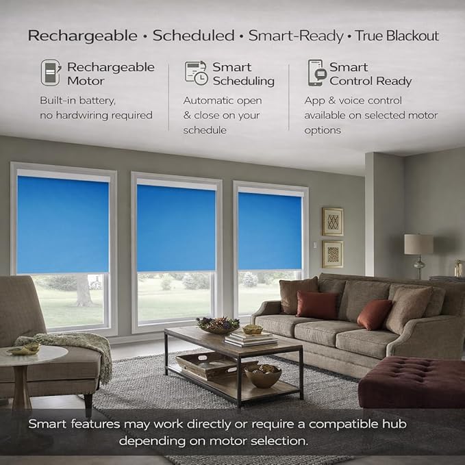 ZSHINE Motorized Blackout Window Blinds Customize Width (23-95 Inches) Remote Control Wireless and Rechargeable Roller Shades Blinds for Windows, Home, Office, Hotel, Club, Restaurant (82010w)
