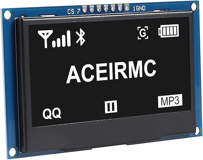 ACEIRMC 2.42 inch 128x64 OLED LCD Display Module SSD1309 7 Pin SPI/IIC I2C Serial Interface for Arduino UNO R3 (White)
