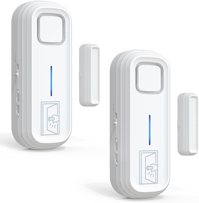 Sanjie Door Alarm with Instant and Delayed Alerts 30s/1min/2min/4min, Door Window Ajar Alarms for Kids Safety/Home Security, Volume 0-120dB, Left Open Alert for Freezer Fridge Home, 2 Sensor