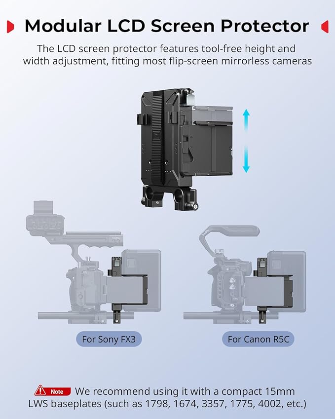 SMALLRIG V-Mount Battery Plate Kit for 15mm LWS Rods, with Dual Rod Clamp, LCD Screen Protector & Cable Clips, D-Tap & USB-C Supply, All-in One Camera Video Rig for Mirrorless/DSLR