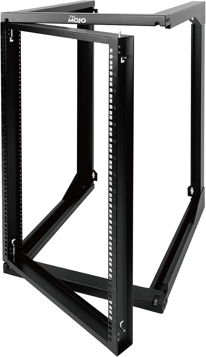 Tecmojo 18U Wall Mount Server Rack, Open Frame Network Rack for 19" Computer/AV/Data/IT/Media Equipment, 24" Depth, 16" Apart Mounting Holes, Swing Gate, Square and Tapped Holes