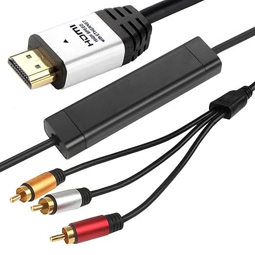 HDMI to RCA 10FT Cable with IC, HDMI Male to 3-RCA SV AV Cable Video Audio Component Converter Adapter 1080P Cable for TV HDTV DVD