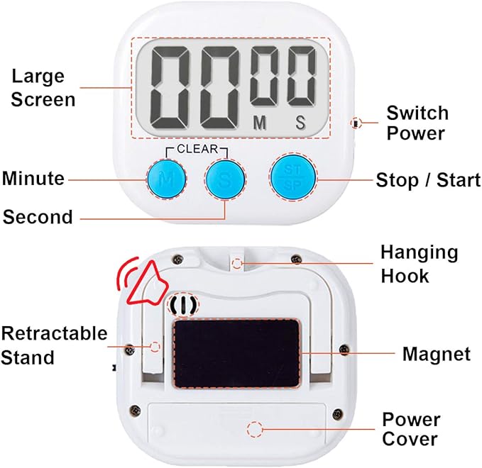 Classroom Timers for Teachers Kids Large Magnetic Digital Timer Teacher Supplies 2 Pack-Blue White
