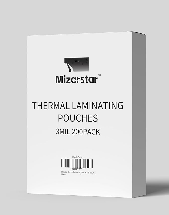Mizarstar Thermal Laminating Pouches, 9 x 11.5 Inches, 3 Mil, Letter Size, Clear, 200 Pack, Premium Quality Laminating Sheets