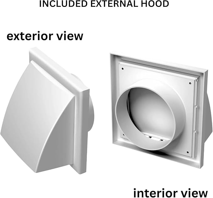 VENTS-US GK 150 MA-MV KIT – Easy to Install 6" Through The Wall Exhaust Fan with Exterior Backdraft Hood, 176 CFM – Removes Moisture, Harmful Fumes, Humidity, Odors, and Common Indoor Air Contaminants