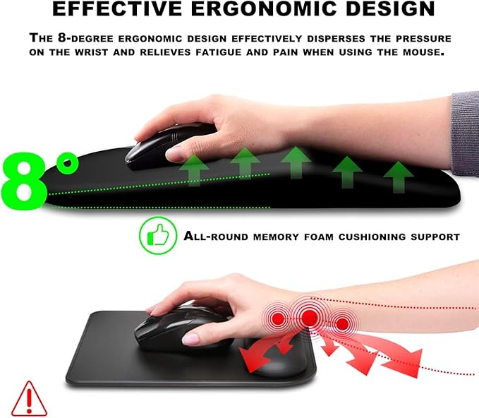KUOSGM Mouse Pad Wrist Support, Ergonomic Mouse Pad with Massage Dot, Comfortable Computer Mouse Pad for Laptop, Wrist Rest Pain Relief Mousepad with Non-Slip PU Base for Office & Home, 12 x 8 in