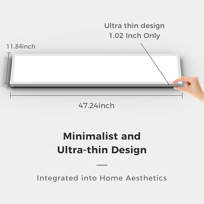 AIKVSXER 12 Pack 1x4 FT LED Flat Panel Light Surface Mount, with Wireless Switch & App Control, Night Mode, 50W 5500LM, 3000K/4000K/6500K, Ultra-Thin LED Light for Office Home,120-277V - White