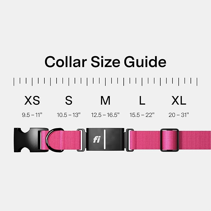 New Fi Series 3+ Smart Dog Tracker Collar [12 Month Membership Included] GPS Tracker for Dogs with Health & Behavior Monitoring, Escape Alerts, Waterproof, LED, Apple Watch Compatible (Pink, X-Large)