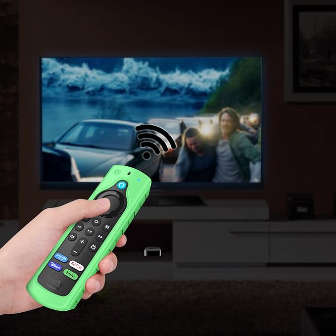 CaseBot Remote Case for Fire TV Stick HD/4K/4K Max (1st Gen)/Fire TV Stick (3rd Gen)/Lite - Anti-Slip Shockproof Silicone Cover for Alexa Voice Remote (2nd & 3rd Generation) (Green Glow in The Dark)