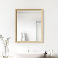Oak Wood Effect Framed Wall Mirror, 24x32 Rectangle Mirror, 1/8" Anti-desilvering Tempered Glass, Sustainable& Sturdy Frame, Anti-Rust, HD Reflection &3min Fast Setup for Bathroom Living Room