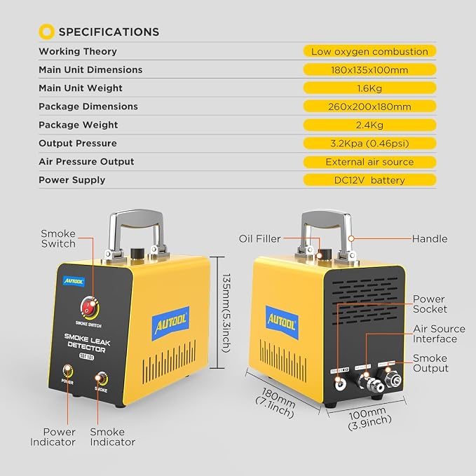 Automotive Smoke Machine Leak Detector, Evap Vacuum Smoke Diagnostic Tester - Image 7
