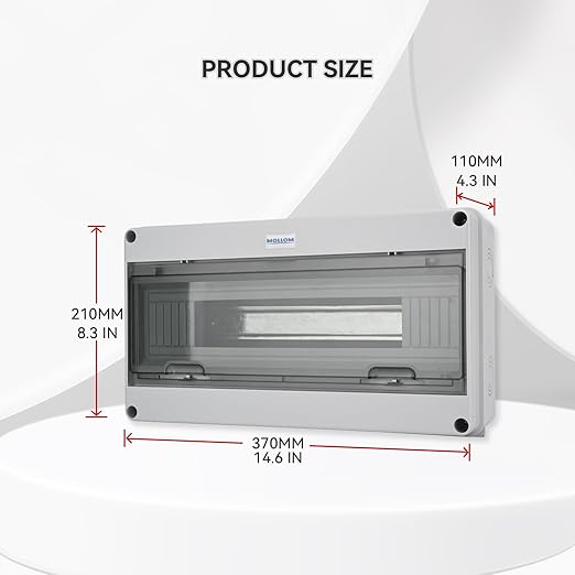 MOLLOM 18 Way Circuit Breaker MCB Distribution Protection Box with DIN Rail, IP65 Waterproof,for Indoor and Outdoor