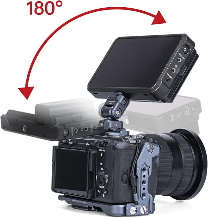 FALCAM Field Monitor Mount Holder Kit, Monitor Holder with 2-Pieces F22 Quick Release Plate, 360-Degree Swivel and 180-Degree Tilt Adjustable for 5" and 7" Monitor-2543