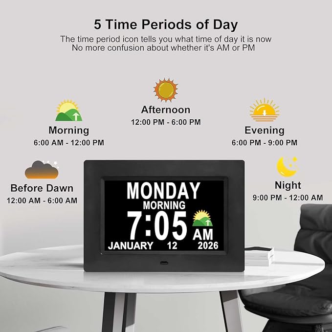 Jaihonda Dementia Clock for Seniors Digital Clock with Date and Time for Elderly-15 Alarms Level 5 Brightness Large Number Display Alzheimers Clock Calendar Day Clocks
