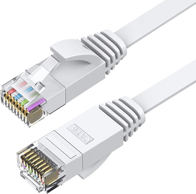 BUSOHE Cat6 Ethernet Cable 20 FT White, Cat-6 Flat RJ45 Computer Internet LAN - Image 2