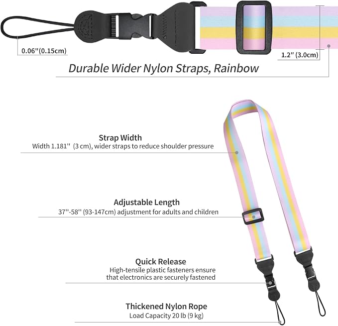 FIEIL 5 Pack Adjustable Shoulder Strap, Nylon Camera Strap, Comfortable Neck - Image 6
