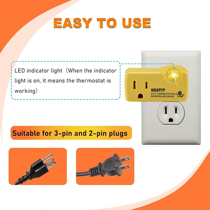 HEATIT ET-21 Freeze Thermostatically Controlled Outlet On at 38F /Off at 50F - Image 2