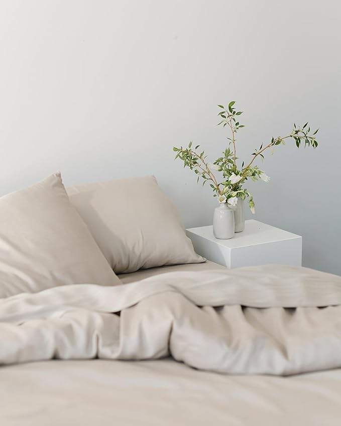 Cozy Earth Luxury Bed Sheet Set - 100% Viscose from Bamboo Fabric, Ultra-Soft & Breathable, Fits Regular & Deep Pocket Mattresses up to 20" - 4 Pieces Full Sheet Set Oat