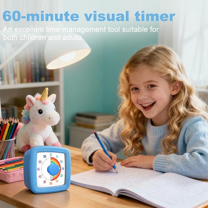 MEPHILIMIA Visual Timer for Kids & Adults, 60 Minute Rainbow Countdown Timer, Time Management Tool for Classroom, Home, Kitchen, Office, School