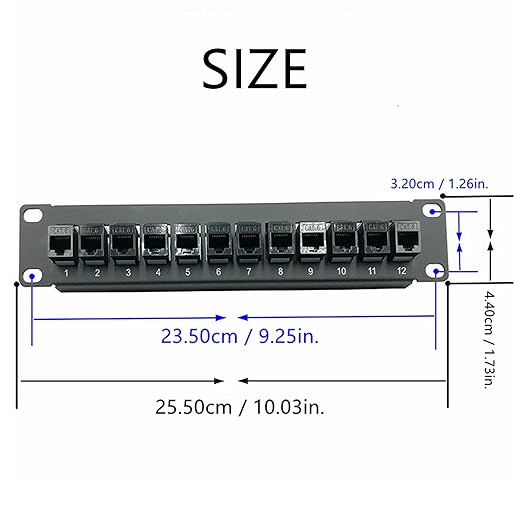 Yankok [CAT5 12 Port Feed Through Patch Panel 10in. 1U - Image 3