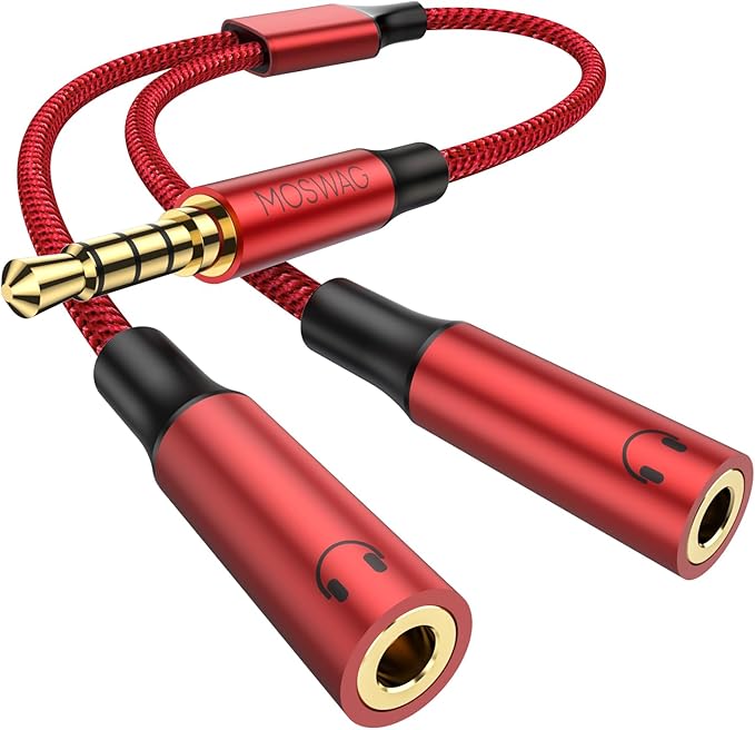 MOSWAG Headphone Mic Splitters Adapter Audio Headphone Connector Mutual Convertors for Gaming Headset, PS4, Xbox One, Notebook, Mobile Phone and Tablet
