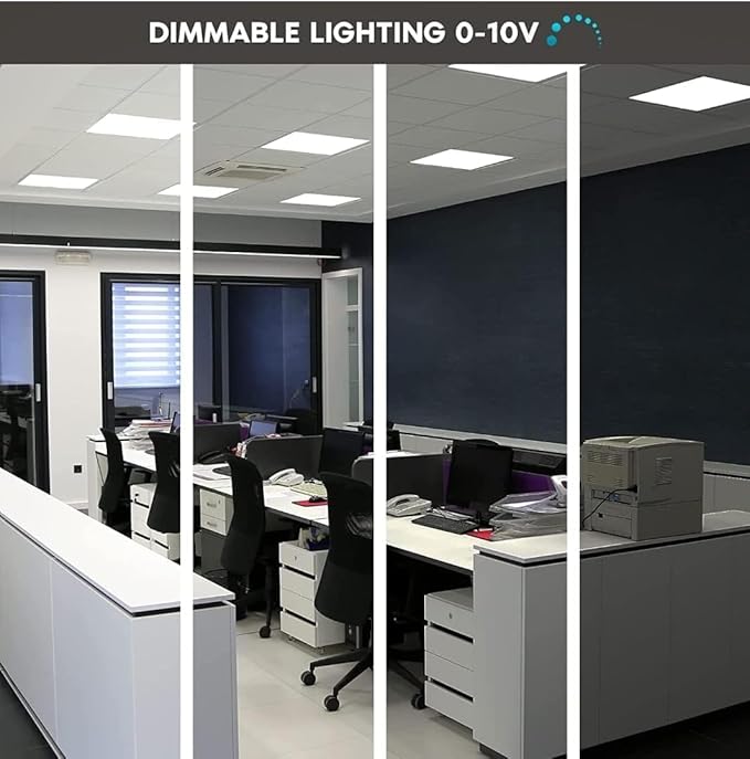 2x2 FT LED Light Flat Panel, 20/30/40W, Color Temperature Selectable 3K | 4K | 5K, Dimmable Recessed Drop Ceiling Lights, 2500/3750/5000 Lumens, Lay in Fixture for Office, 120-277V, UL DLC(12 Pack)