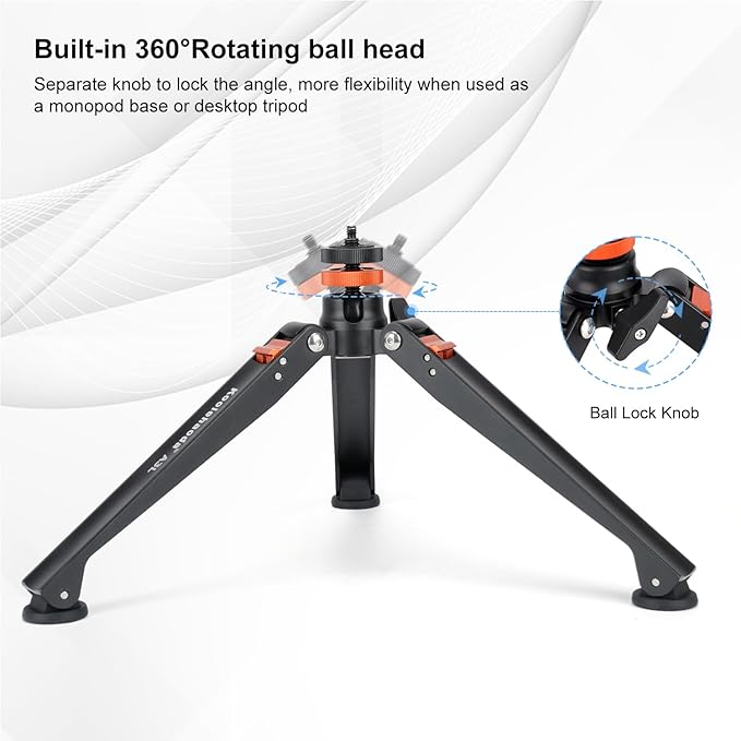Koolehaoda Mini Tripod Base for Monopods, Aluminum Desktop Tripod | Universal - Image 6