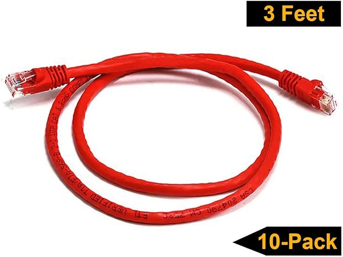 iMBAPrice® - 3ft Cat5e Network Ethernet Patch Cable - Red - Image 3