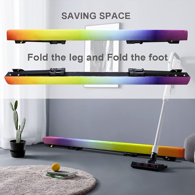 Adjustable&Foldable Gymnastics Balance Beam,6FT/8ft High-Low Level Floor Gymnastic Beam,No Tool Require, Gym Equipment for for Kids Children Girls Home Training