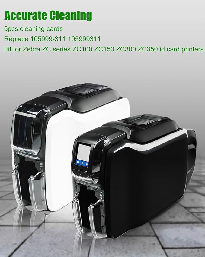 Cleaning Card Kit Fit for Zebra ZC Series ZC100 ZC150 ZC300 ZC350 ID Card - Image 2