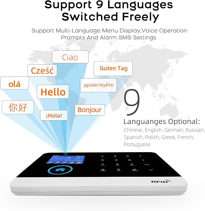PGST 12 PCS Home Security Systems with LCD Touch Screen,Wireless GSM 4G Burglar Door Open Alarm Systems,120dB Loud Siren,Phone App Control for Villa,Apartment,Home Pets,Kids Safety