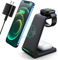3 in 1 Wireless Charging Station, 2026 Upgraded Fast Desk Charger Station for iPhone 17 16 15 14 13 12 Pro Max Plus, Charger Stand for Apple Watch 10 9 8 7 6 5 4 3 2 SE, Airpods 4 3 2 Pro(Black)