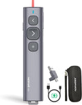 Norwii N95 Presentation Clicker with USB-A&C Receiver, PowerPoint Clicker for Presentation Remote, Rechargeable Wireless Presenter Pointer, Slide Advancer for PC/Laptop/e-Book(Red, USB-AC)