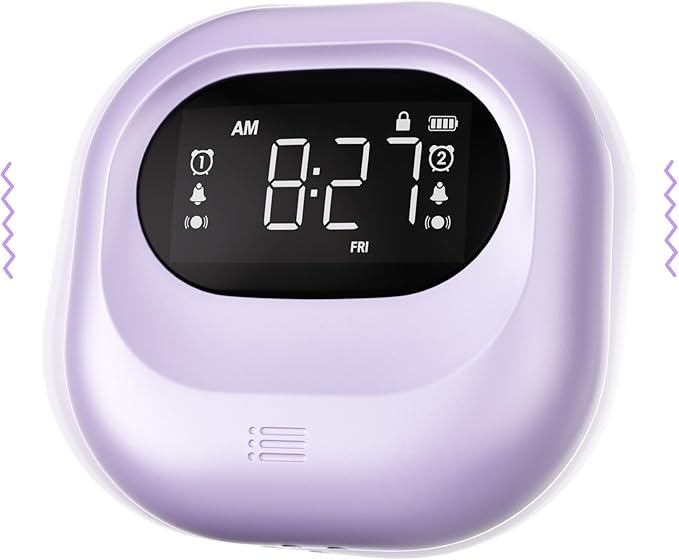 Mesqool Vibrating Alarm Clock for Heavy Sleepers, Rechargeable Battery Operated Bed Shaker Under Pillow, Cordless, Weekday/Weekend Dual Alarms, Travel Digital Clock for Hearing-impaired