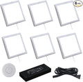 VST Under Cabinet Mini Panel Lighting 6PCS 3.94inch 12V 2.5W(Total 15W) with Wireless Dimmer Switch, Surface Mount Puck Light for Kitchen Van Truck Car Galley Downlight (Square Silver 4000K)