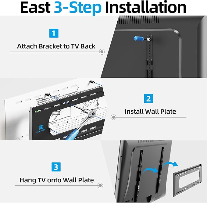85 86 98 100 inch Heavy Duty TV Wall Mount for 55-120 inch Large TVs up to 220 LBS & 900x600mm Vesa, Ultra Slim Fixed TV Mount, Low-Profile TVS Bracket, 16" 24" 32" Wood Stud, Fit Most 65+ 75+ 120 TVs
